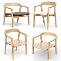 Modern Wooden Leisure Chairs With Armrests And Different Colored Seat Cushions