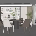 Modern Restaurant Interior With Round Dining Table Gray Chairs And LED Lit Wine Cabinets