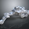 Futuristic Mechanical Vehicle With Multiple Wheels Robotic Arms And Cockpit In 3D Rendering
