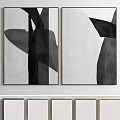 Modern Black And White Abstract Framed Wall Art Paintings Hanging On Wall