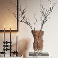 Modern Ornaments Combination Middle Ancient Vase Candle Decorative Painting Candlestick Dry Support 3d model