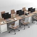Modern Office Desk Setup With Multiple Workstations Ergonomic Chairs Computer Monitors And Storage Drawers