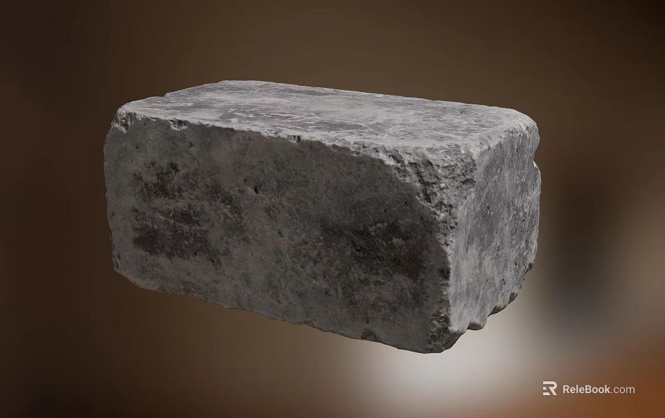 Gray Building Brick With Rough Texture As Structural Construction Material 3d model 