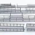 Garden Ornaments Featuring Various Metal Railing Designs And Decorative Shelves For Outdoor Use