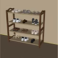 Multi Tiered Wooden Shoe Rack With Neatly Arranged Sneakers Leather Shoes And Sandals