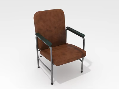 Comfortable Brown Leather Leisure Chair with Dark Armrests and Metal Frame 3d model