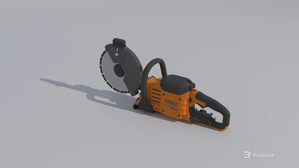 Industrial Circular Saw With Orange Black Body Handle Grip And Large Cutting Blade 3d model 