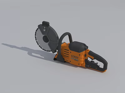 Industrial Circular Saw With Orange Black Body Handle Grip And Large Cutting Blade 3d model