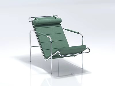 Modern Green Single Chair With Metal Frame And Roll Back Design 3d model