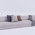 Modern Gray Sectional Sofa with Multiple Pillows and Plaid Throw Blanket 3d model