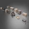 Modern Wooden Box Storage Box Treasure Box Cannonball Scrap Wooden Box Metal Box 3d model