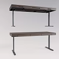 Modern Wooden Desk With Metal Legs And Drawer Storage For Home Office Use