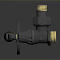Industrial Gate Valve And Metal Parts With Wooden Handle And Golden Threads