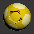 Golden Mushroom Shaped Living Goods Decorative Item Featuring Crown Top Red Gemstones And Illuminated Design