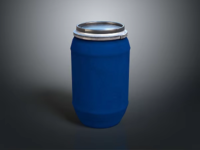 Blue Industrial Storage Barrel With Secure Metal Lid And Durable Design 3d model
