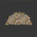 Natural Stacked Wood Logs with Smooth Cross Sections and Textured Bark