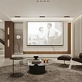 Modern Basement Interior Design With Large TV Sofa Coffee Table And Wooden Accents