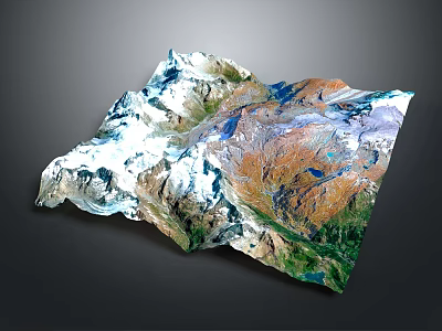 Natural Landscape Design With 3D Terrain Model Featuring Mountains Green Vegetation And Water Areas 3d model
