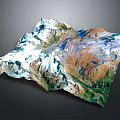 Natural Landscape Design With 3D Terrain Model Featuring Mountains Green Vegetation And Water Areas