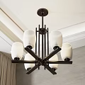 Modern Black Metal Chandelier with White Glass Shades in Contemporary Interior Design