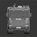 Gray Fire Truck 3D Model With Blue Emergency Lights And Roof Equipment