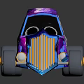 Vibrant Custom Car With Colorful Paint Job Large Engine And Cartoon Character