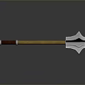 Medieval War Hammer With Wooden Handle And Metal Spiked Head Design