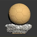 Golden Shiny Soccer Ball Decorative Piece with Crystal Base for Home Decoration