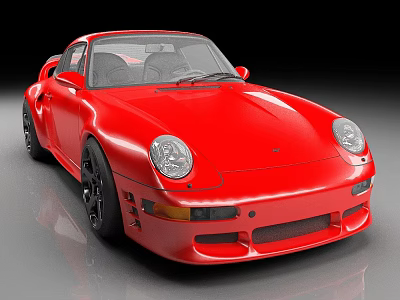 Red Sports Car With Glossy Body And Black Alloy Wheels 3d model