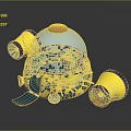 Yellow Robot Device With Transparent Dome Orange Top And Blue Base 3d model