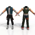 Two Male 3D Character Models in Different Costumes with Open Arms
