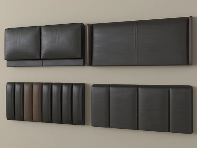 Black Leather Headboards Featuring Double And Multi Panel Designs For Bedrooms 3d model