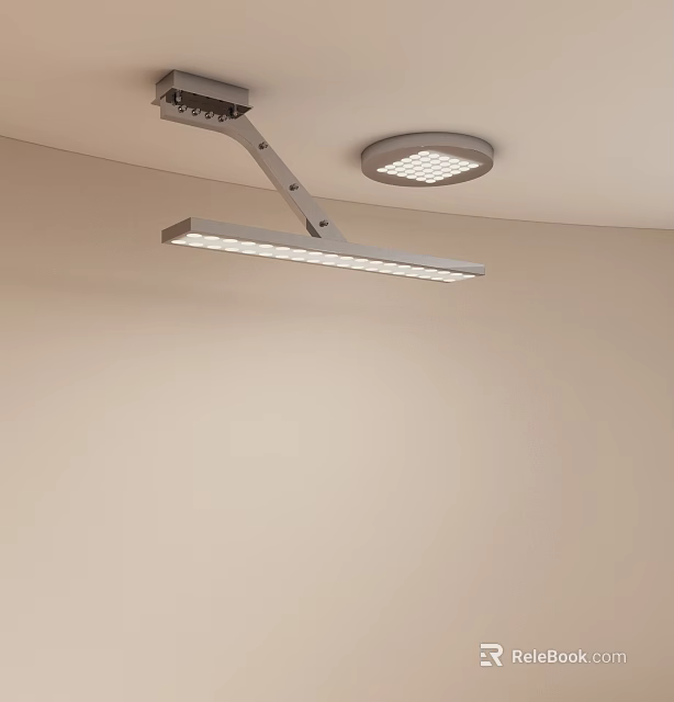 Modern Ceiling Light With Silver Metallic Design And Strip Light Mounted 3d model