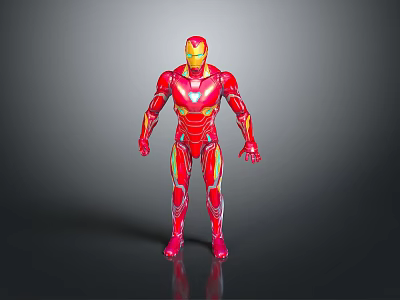Detailed Shiny Iron Man Figure With Red And Gold Armor In 3D Render 3d model
