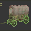 Classic Wooden Wagon With Canvas Cover And Spoked Wooden Wheels