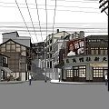 Scenic Traditional Commercial Street With Historic Buildings Storefronts And Pedestrians