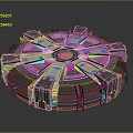 Circular Futuristic Device with Modular Components and Blue Central Hub in Modern Technological Equipment Design