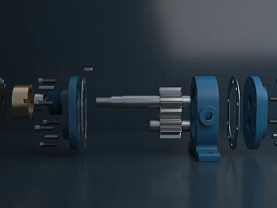 Precision Engineered Industrial Equipment With Gears Shafts And Metal Components 3d model