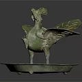 Antique Bronze Bird Shaped Decorative Ornament Set With Tray For Home Decor
