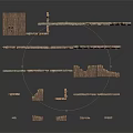 Ancient Architectural Model Fragments With Various Shapes Brown Beige Wall Roof Parts