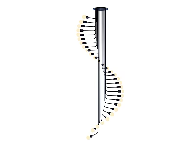 Modern Spiral Design Chandelier With Black Frame And Yellow Lights For Interior Decor 3d model