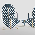 Leaf Shaped Leisure Chair With Gold Metal Frame and Matching Ottoman Design