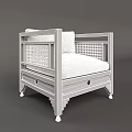 Single Sofa With Wooden Frame Green Cushion Lattice Design Drawer Storage And Brass Legs