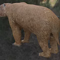 Prehistoric Reptile Model With Brown Furry Body Standing In Natural Grassland
