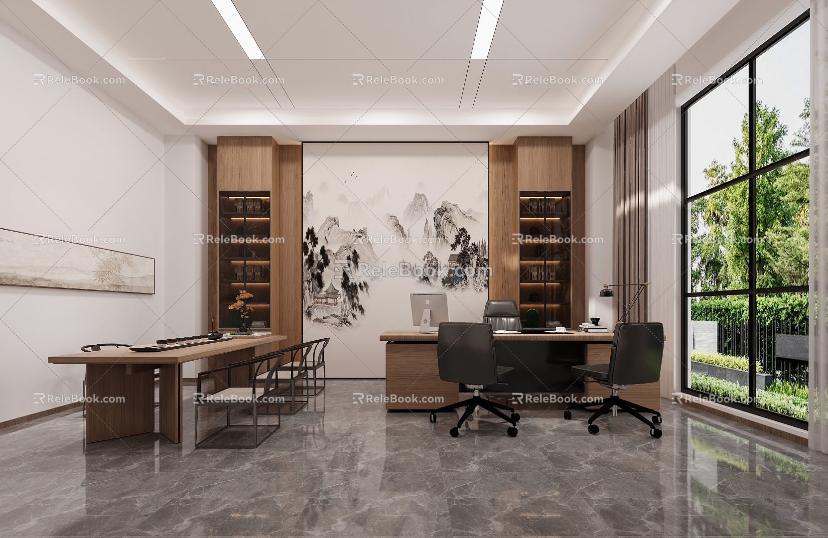 New Chinese Office Manager Office 3d model