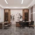 New Chinese Office Manager Office 3d model