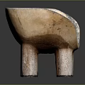Rustic Handcrafted Wooden Stool With Natural Wood Grain Irregular Shape And Three Legs