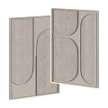 Neutral Tone Decorative Panels With Linen Texture Geometric Curved Rectangular Shapes Modern Wall Decor