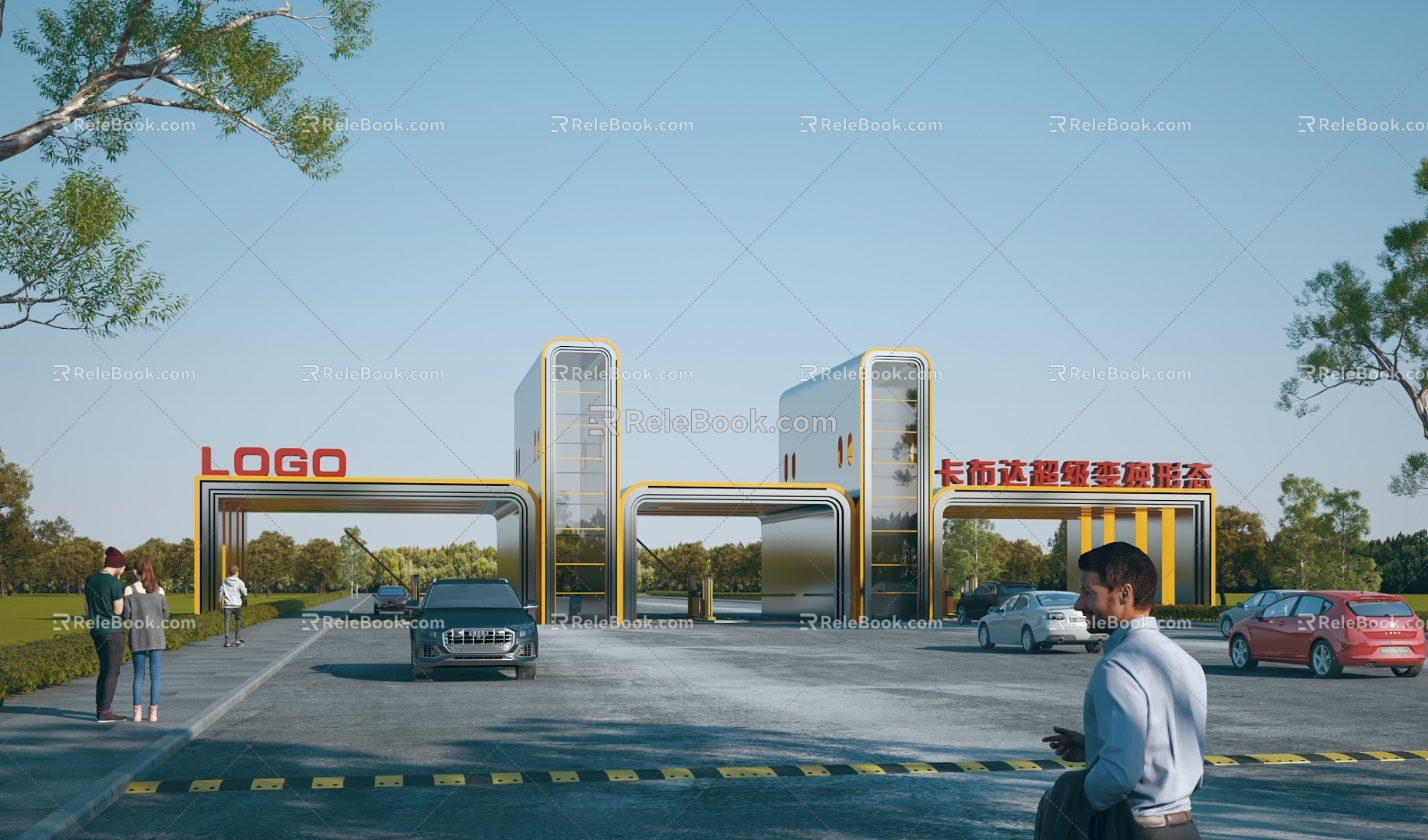 Modern Gate Gate Building Factory Gate Guard Recorder Room Gate Entrance Park Gate Gate Gate 3d model