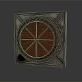 Dark Colored Metal Industrial Equipment With Square Frame And Circular Grid Design